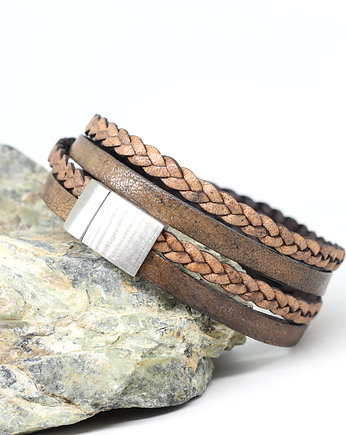 Brązowa bransoletka zawijana unisex, Kociokwik Jewelry