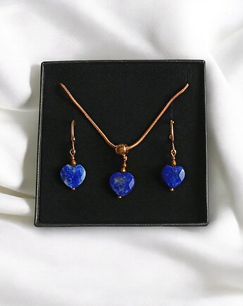 RAZEM TANIEJ! uroczy komplet: serduszko LAPIS LAZULI : wyjątkowy prezent, kaktusia