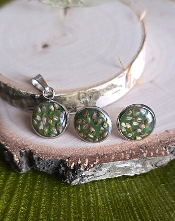 Wieczne kwiaty komplet zielony wrzos różowy, zkwiatem