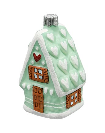 Bombka choinkowa: Domek z serduszkami: miętowy, Syn Bombkarza