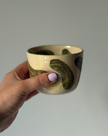 Średnia czarka / gniotek / ogórki, ewi_pottery