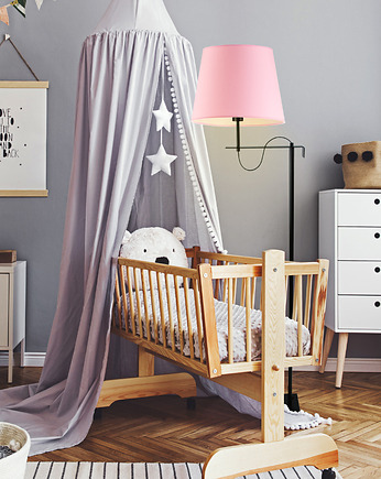 Srebrna lampa stojąca do biura BATA KIDS, LYSNE