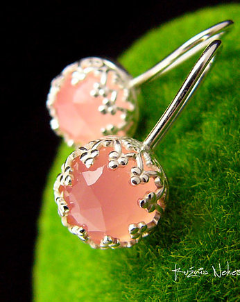 Kolczyki Lea - Rose Quartz - Chalcedon Srebro, Kuźnia Nehesi
