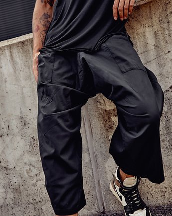 Szerokie bawełniane spodnie Wietnam czarne, lemme