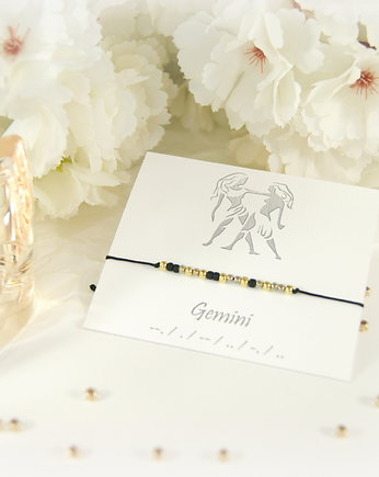 Alfabet morse'a Bliźnięta Bransoletka Zodiak, Blue Pearl Art