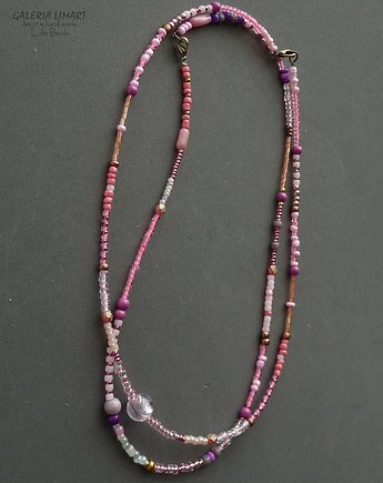 Boho minimalistycznie na różowo dwa naszyjniki handmade pink seed beads, Galeria Limart