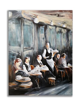 Obraz ręcznie malowany 80x60 cm  Kawiarnia Paryż, Galeria Alma