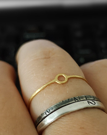 Srebro złocone: pierścionek SLIM ECLIPSE, COCONUT