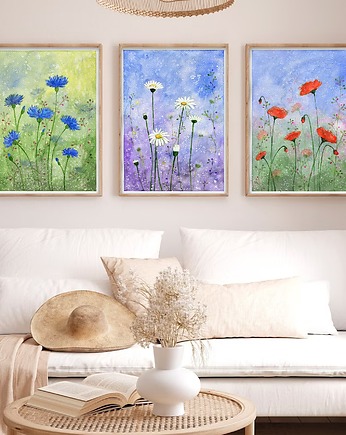 Plakat Zestaw 3 prac. Polne kwiaty, Malgorzata Domanska