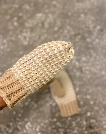 Rękawiczki jednopalczaste z wełny merino multikolor beż, HisOutfit