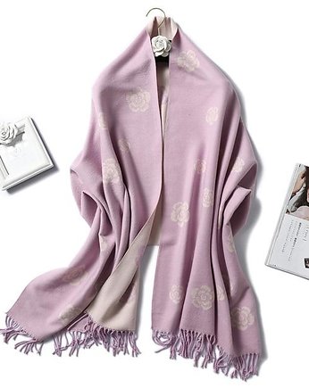 SZAL SZALIK DAMSKI 100% KASZMIROWY fioletowy, AKADEMIA STYLU