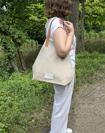 Lniana torebka na ramię, OSOBY - Prezent dla Kobiety