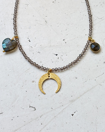 Naszyjnik Kwarc Dymny z zawieszkami labradoryt, Chmolowska Jewellery