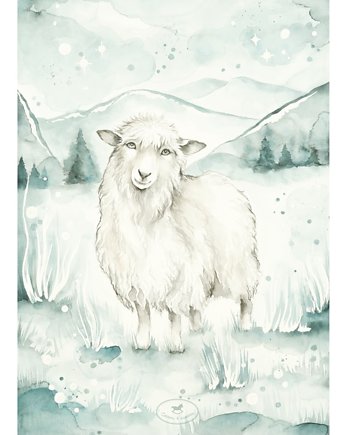 Lovely Sheep Poster White / silit green, Cotton & Sweets