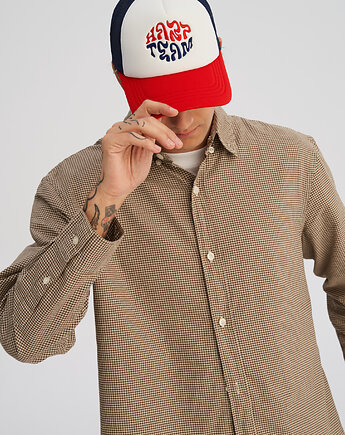 Kolorowa czapka TRUCKERKA granatowo - czerwona, HARP TEAM