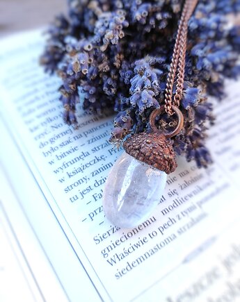 Wisior Leśna Kropla kryształ aura miedź, Treemasters Copper Jewelry