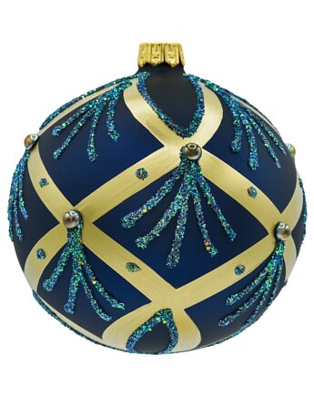 Bombka okrągła ze złotymi pasami: granatowa, Syn Bombkarza