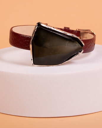 Bransoletka na pasku z ciemnym bursztynem bałtyckim, Andorii by Baco