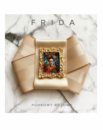 Nowa Kolekcja  Brosz FRIDA  z miniaturowym obrazem, Pudrowy Różowy