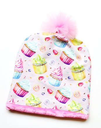 CZAPKA BEANIE w muffinki z pomponem, MOJAMAJA