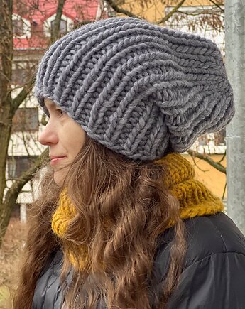 Zimowa czapka z wełny peruwiańskiej i alpaki Lumi szara, Made by Jaga