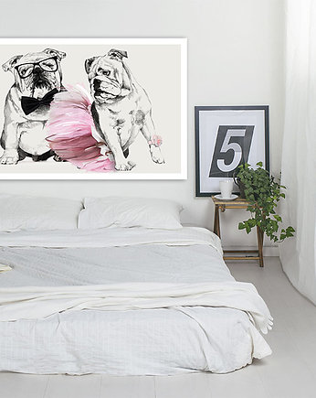 OBRAZ NA PŁÓTNIE -  120x80cm LOVE BULLDOG, 