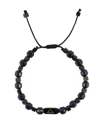 Jadeit z Hematytem (kostka) na sznurku - męska bransoletka z kamieniem szczęś, Kulka Bransoletki