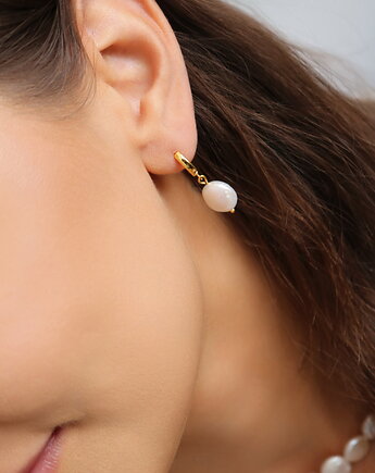 Kolczyki kreolki z perłami naturalnymi srebro 925 pozłacane, Coccola JEWELLERY