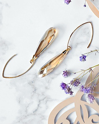 SREBRNE KOLCZYKI z kryształami Swarovski, Champagne drops, Chodelska Art Studio