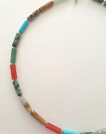 Naszyjnik, PATYCZKI agat, jaspis, howlit, wielobarwny, modesign