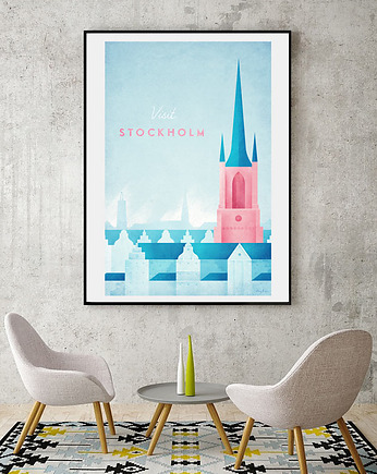 Sztokholm - vintage plakat 50x70 cm, minimalmill