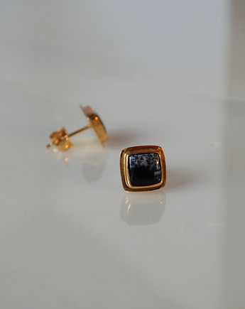 Kolczyki złocone z agatami dendrytowymi, LIKIKO Jewellery