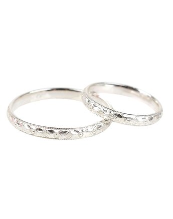 Srebrne obrączki z roślinną fakturą, Blooming Stones