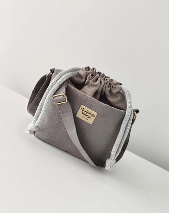 Torebka SOFIA Grey-mała, szara torebka z kominem z nubuku, Słodkiego Miłego Szycia