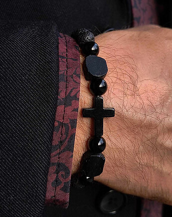 Bransoleta Męska Krzyż Amulet obwód 19cm, ZIĘBA