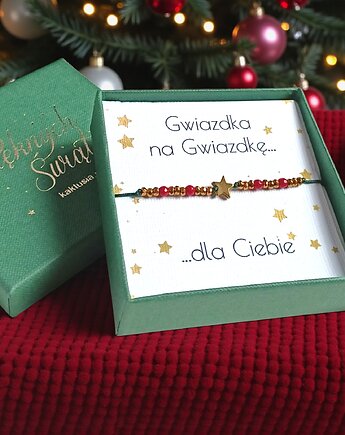 Świąteczna bransoletka - pomysł na prezent - świąteczne pudełko - RED4, kaktusia