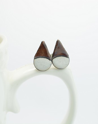 Brązowe łezki - ceramiczne kolczyki, Dorca
