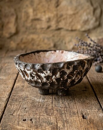 Ręcznie robiona ceramiczna patera, art donica krobica
