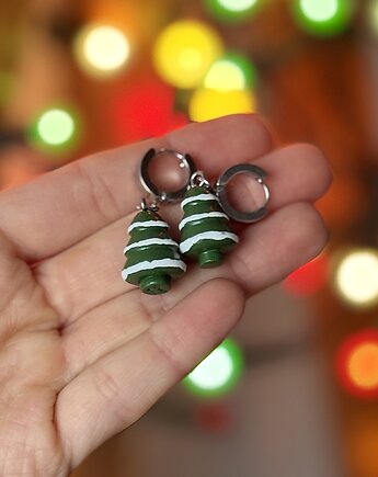 Kolczyki CHOINKI pokryte śniegiem pomysł na prezent, Dont Bite