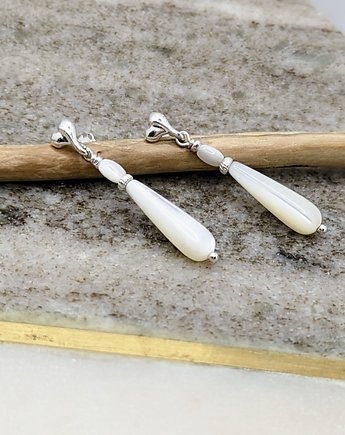 Długie delikatne kolczyki srebrne z serduszkiem, OKAZJE - Prezent na Bierzmowanie