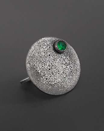 Pierścionek z zielonym agatem - srebro 925, Pastelove Jewelry