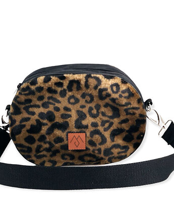 Torebka damska z weluru tapicerskiego "Mili Boxy Bag" - czarna panterka, Militu