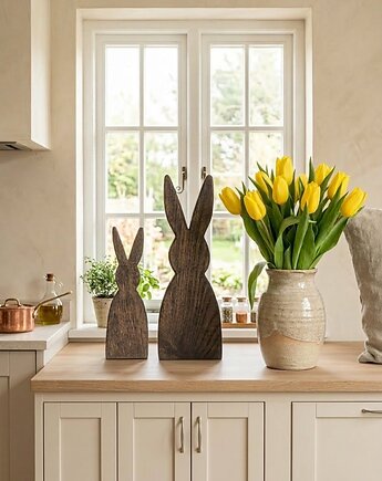 Zestaw Wielkanocny Zając Drewniane Ozdoby w Stylu Rustykalnym, Panda Design