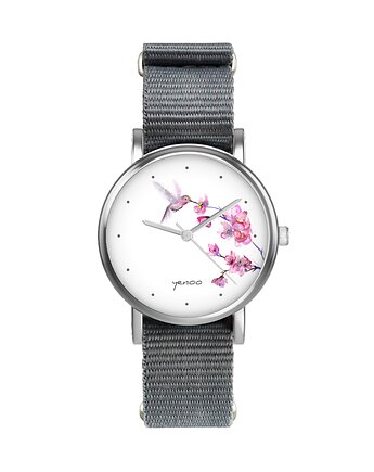 Zegarek  mały - Koliber - nylonowy, szary, yenoo