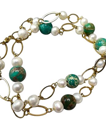 Łańcuszkowy naszyjnik z perłami i jaspisem, Artseko