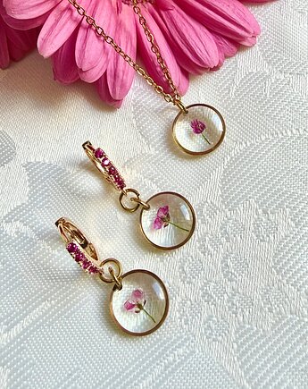 Zestaw Botaniczny: Naszyjnik i Kolczyki z naturalną Smagliczką nadmorską, Blask Natury