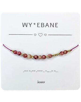 Bransoletka z alfabetem Morse Sodalit, koralik szklany, karolina kosior