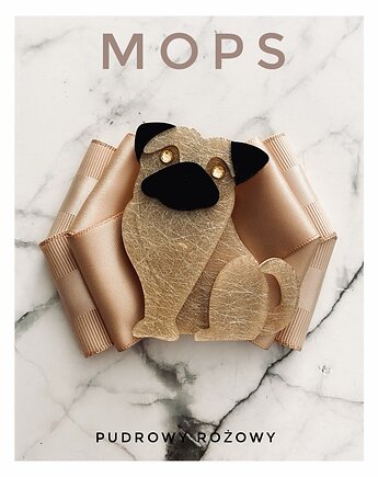 Kolekcja Pop Art Dog Brosza z MOPSEM  / PUG 1 szt, Pudrowy Różowy