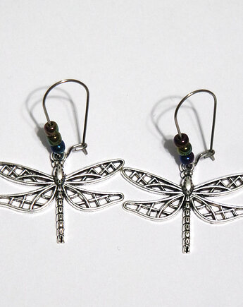 Kolczyki - Ważki duże, koraliki, yenoo