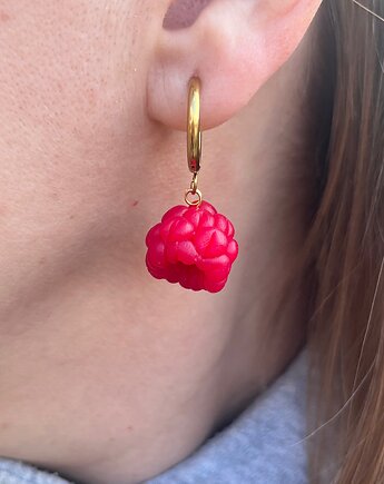 Kolczyki z maliną. Polimerowa glina. Handmade Polska, MariaPolymer